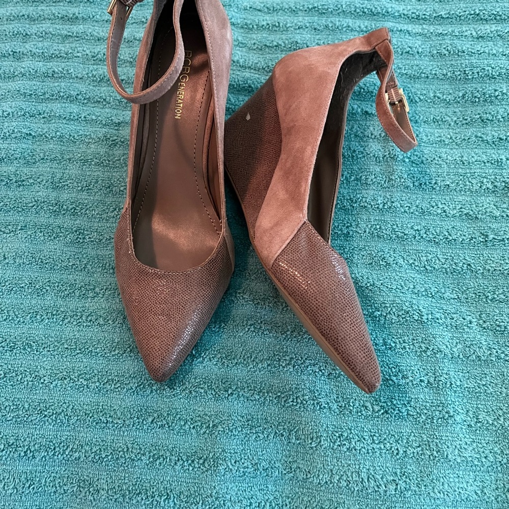 Tan wedge heels